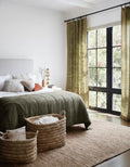 Olive Khaki Sari Curtain Panel, Light-Filtering Boho Window Drapes