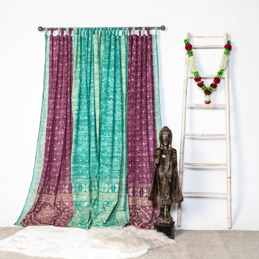 Light-Filtering Sari Curtains 84"L Boho Curtains, Bed Canopy, Tapestry, Window Treatment For Living/Bedroom