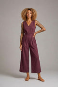 CLRS Woman - Wide Leg Jumpsuit - Minimal Sleeveless Belted One Piece