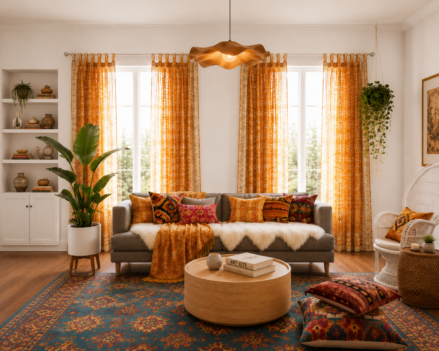 Light-Filtering Sari Curtains 84"/96"L Boho Curtains, sheer drapes Bed Canopy, Amber Gold Window Treatment Living/Bedroom Customizable (Copy)