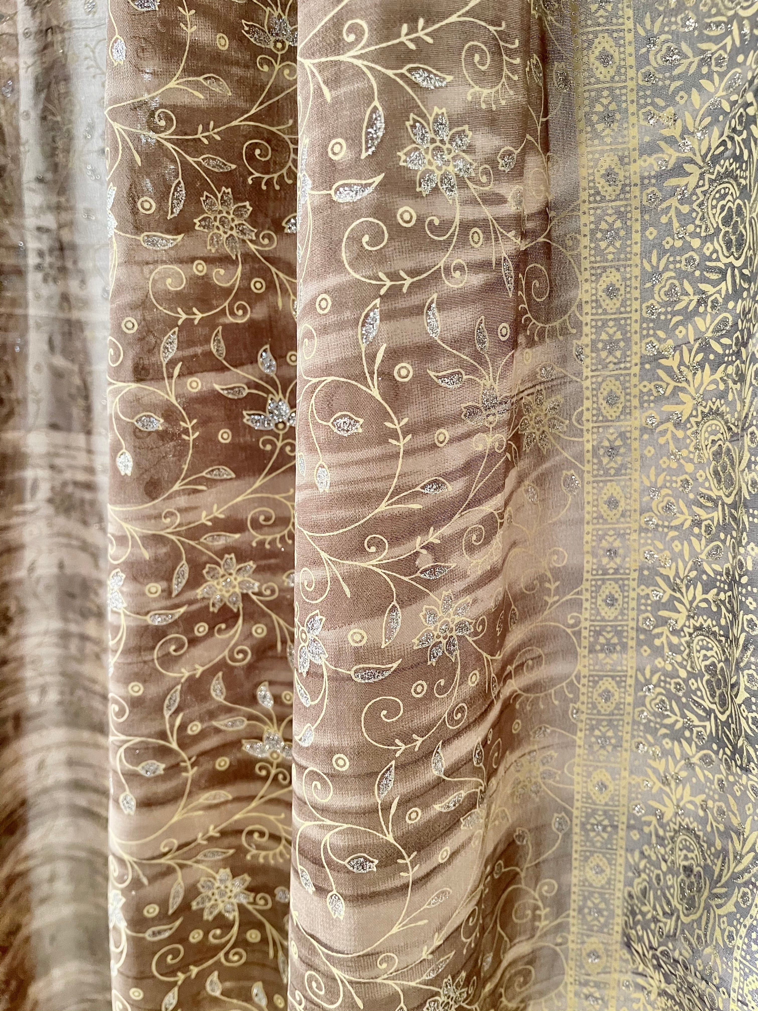 Block Print Sari Curtains, Light filtering , Boho Window Treatment, 84/96"L