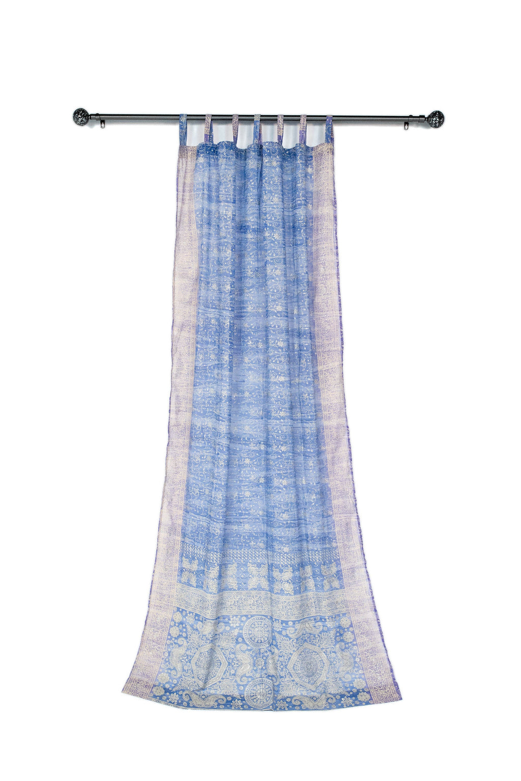 Sari Curtains 84"/96"L Boho Curtains DREAMBoHO Collection Light-Filtering PERIWINKLE backdrop Bed Canopy Window Treatment For Living/Bedroom