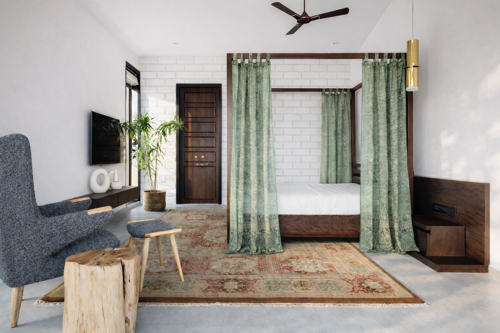 Sheer Canopy Drapes for Four Poster Bed - Luxury Sari Curtain Panels Set - Soft Light Filtering Bed Canopy