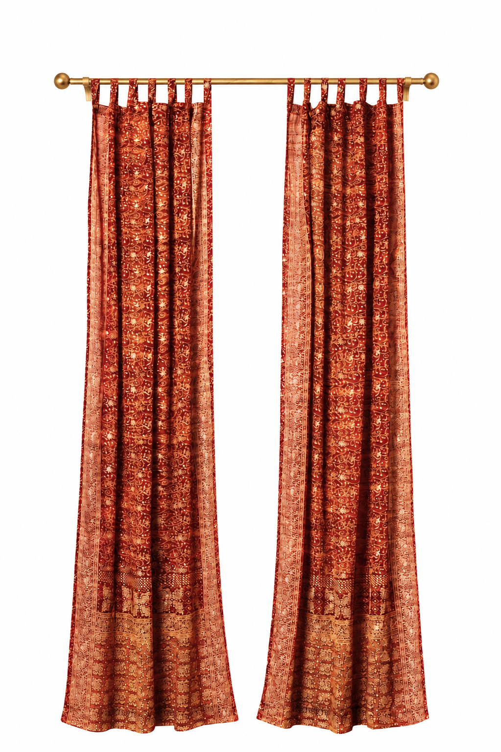 Sari Curtain Boho Light filtering Window Treatment 84"L sheer drapes Copper Cinnamon sheer drapes Window Treatment backdrop for living room