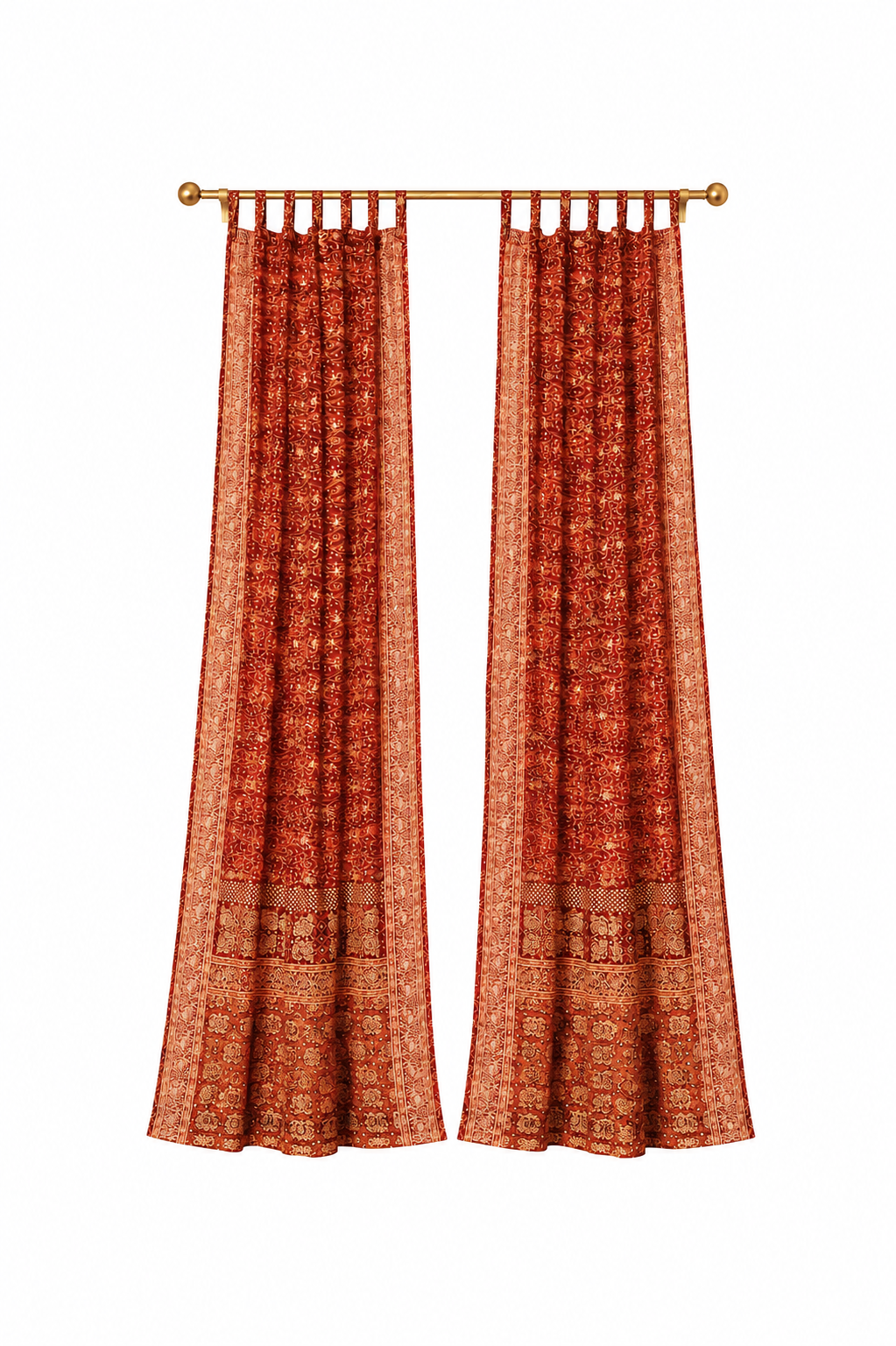 Mixing Colors Copper Indigo Sari Curtains Boho Light filtering Window Treatment 84"L sheer drapes