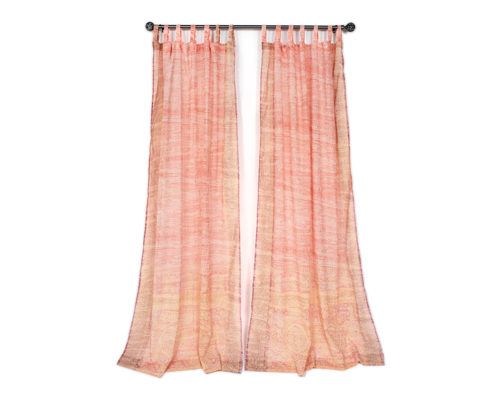 Sari Curtains 84"/96"L Boho Curtains DREAMBoHO sheers Light-Filtering-DUSTY ROSE-chubby chic Bed Canopy, Window Treatment For Living/Bedroom