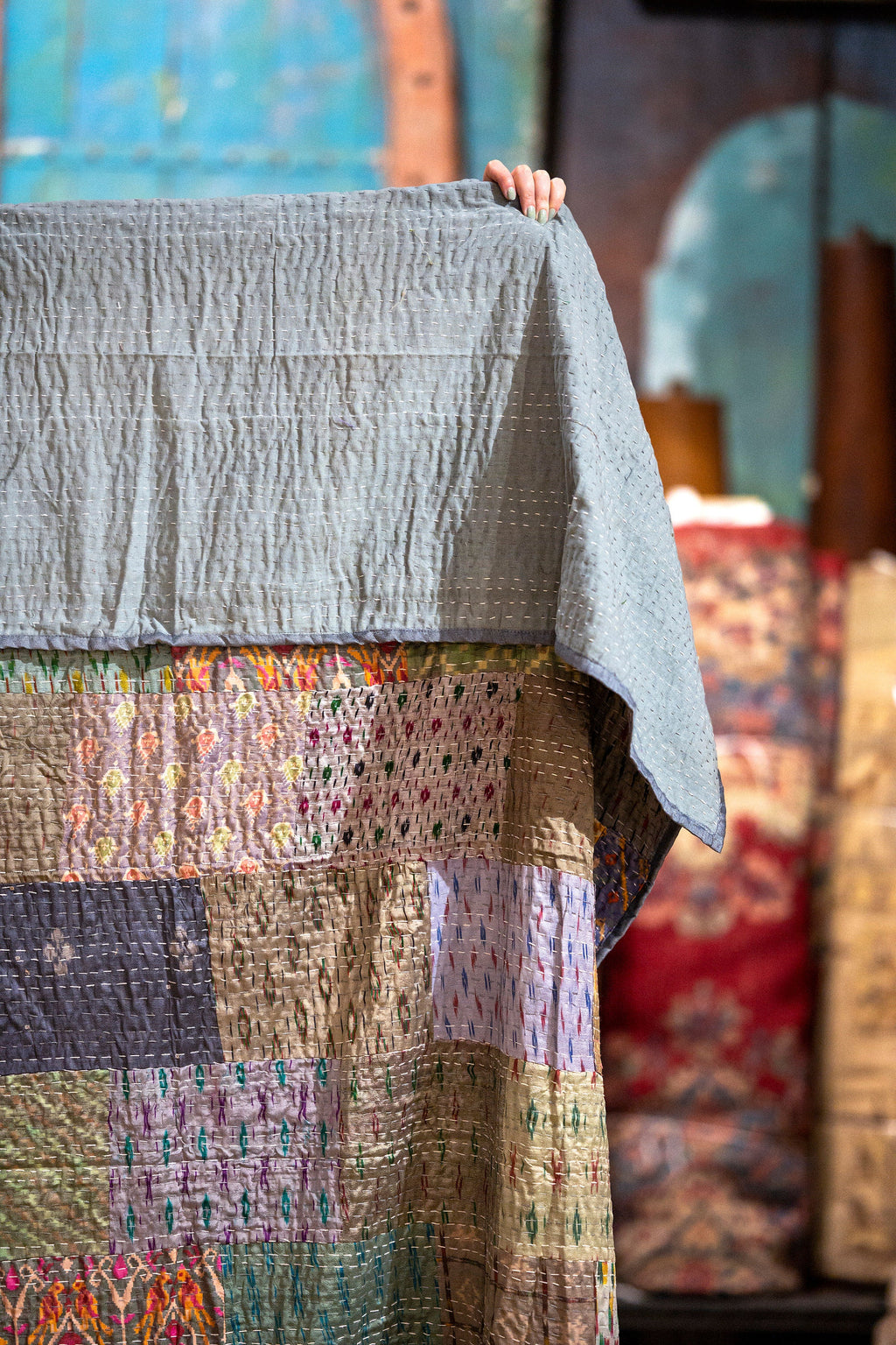 Bohome Collection Vintage Silk kantha Bedspread Boho Chic Original Bedding Home Textiles Indian Sari Quilt Tapestry Bedroom Decor