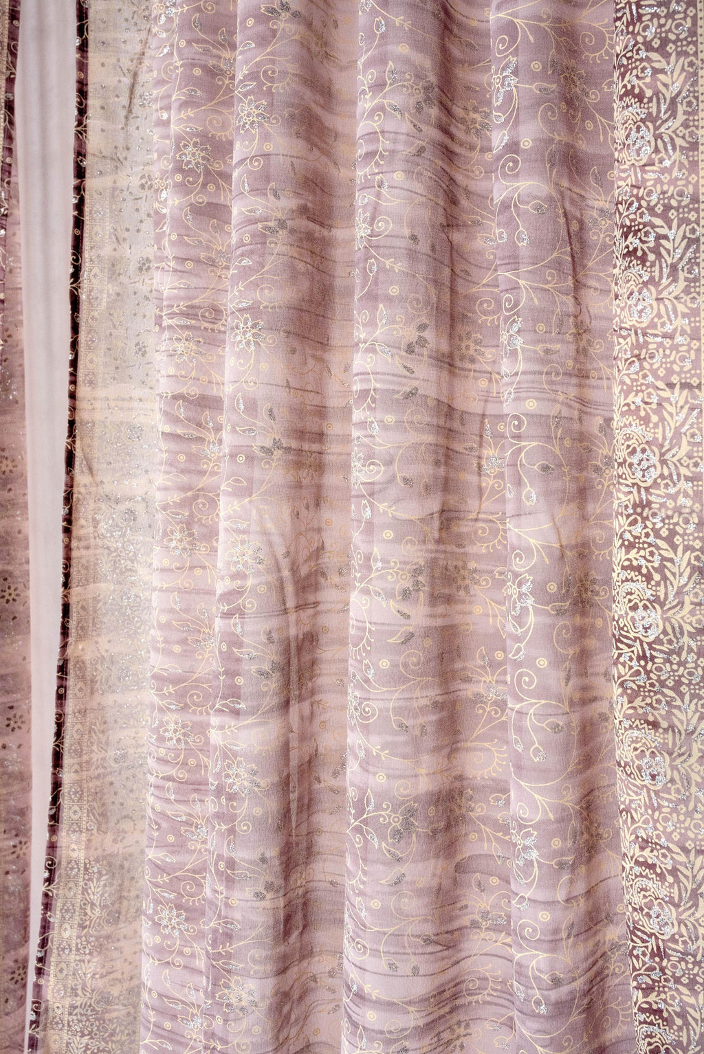 Sheer Canopy Drapes for Four Poster Bed - Luxury Sari Curtain Panels Set - Soft Light Filtering Bed Canopy - Lilac bedroom design