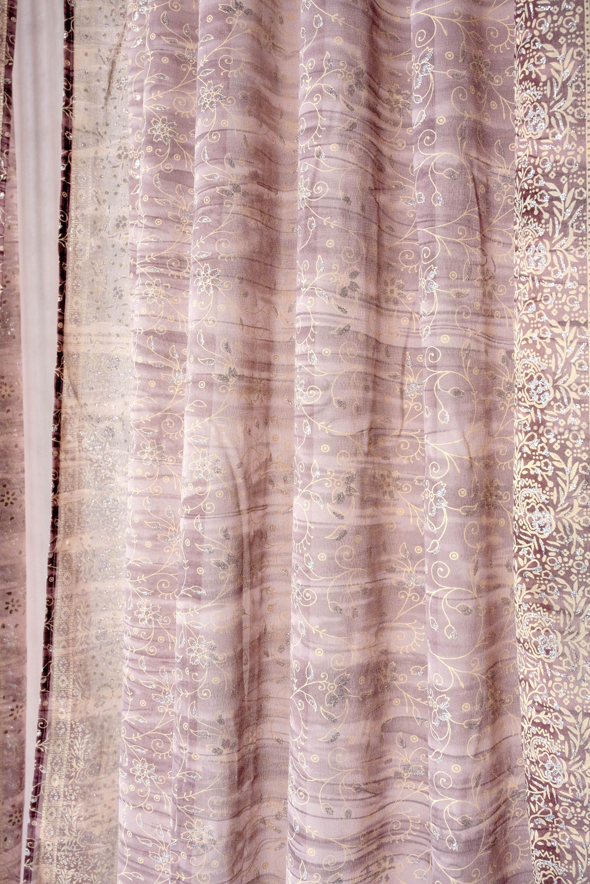 Sheer Canopy Drapes for Four Poster Bed - Luxury Sari Curtain Panels Set - Soft Light Filtering Bed Canopy - Lilac bedroom design