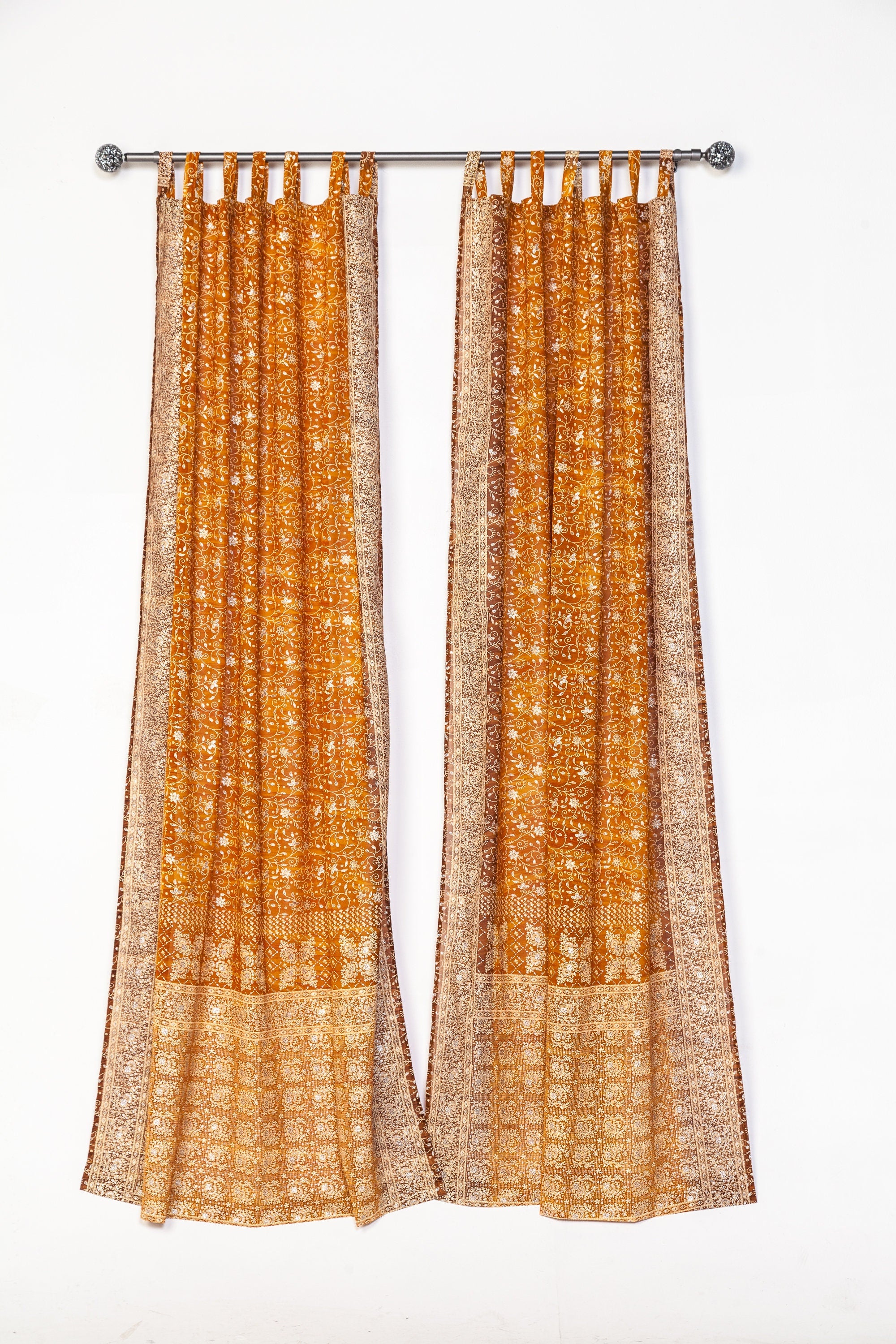 Sari Curtains 84"/96"L Boho Curtains Metallic Collection Light-Filtering  Bed Canopy, Backdrop sheer drapes Window Treatment Living/Bedroom