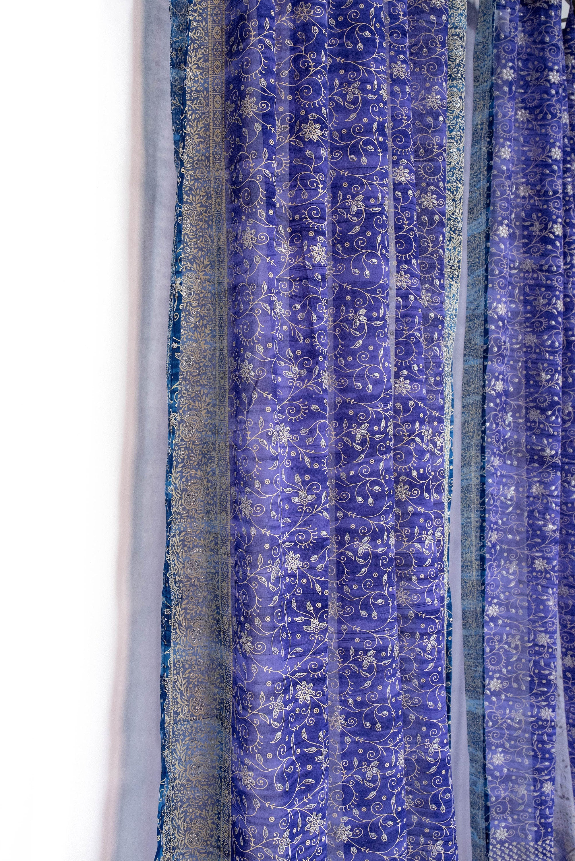 Sari Curtains 84"/96"L Boho Curtain BoHoEARTH Light-Filtering Indigo Purple sheer drapes Bed Canopy backdrop Window Treatment Living/Bedroom