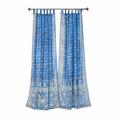 Sari Curtains 84"L Boho Curtains Light-Filtering drapes, sheers, Bed Canopy, backdrop Window Treatment For Living/Bedroom Denim Blue