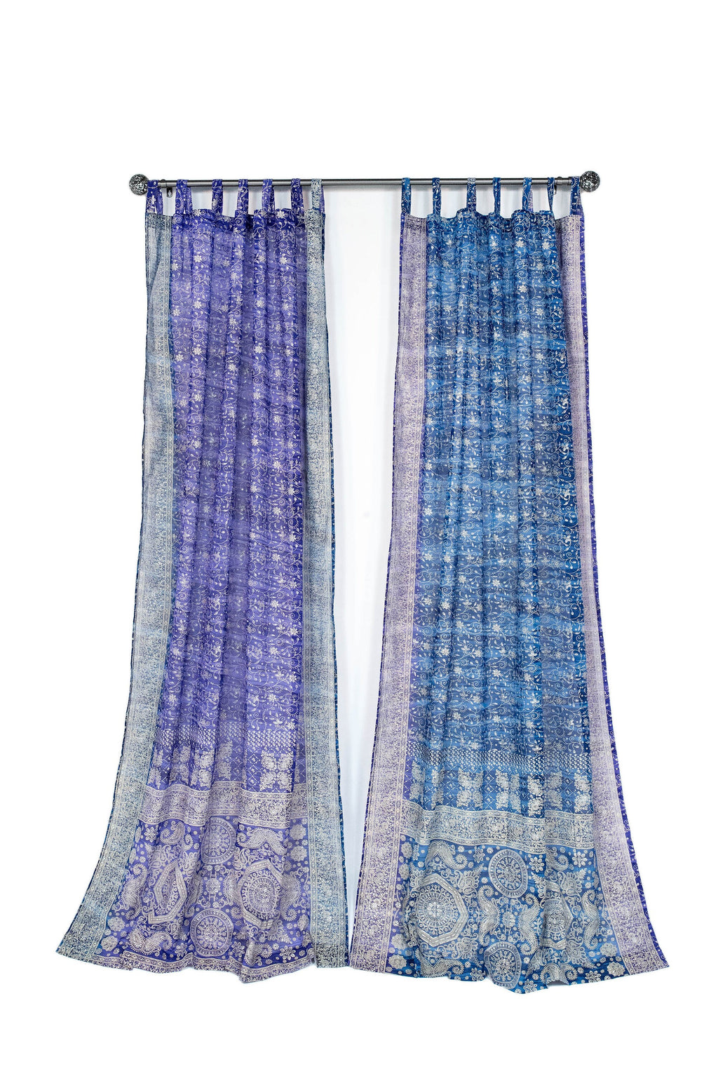 Sari Curtains 84"/96"L Boho Curtains BoHoEARTH Light-Filtering Indigo Purple  for Bed Canopy panels Window Treatment For Living/Bedroom