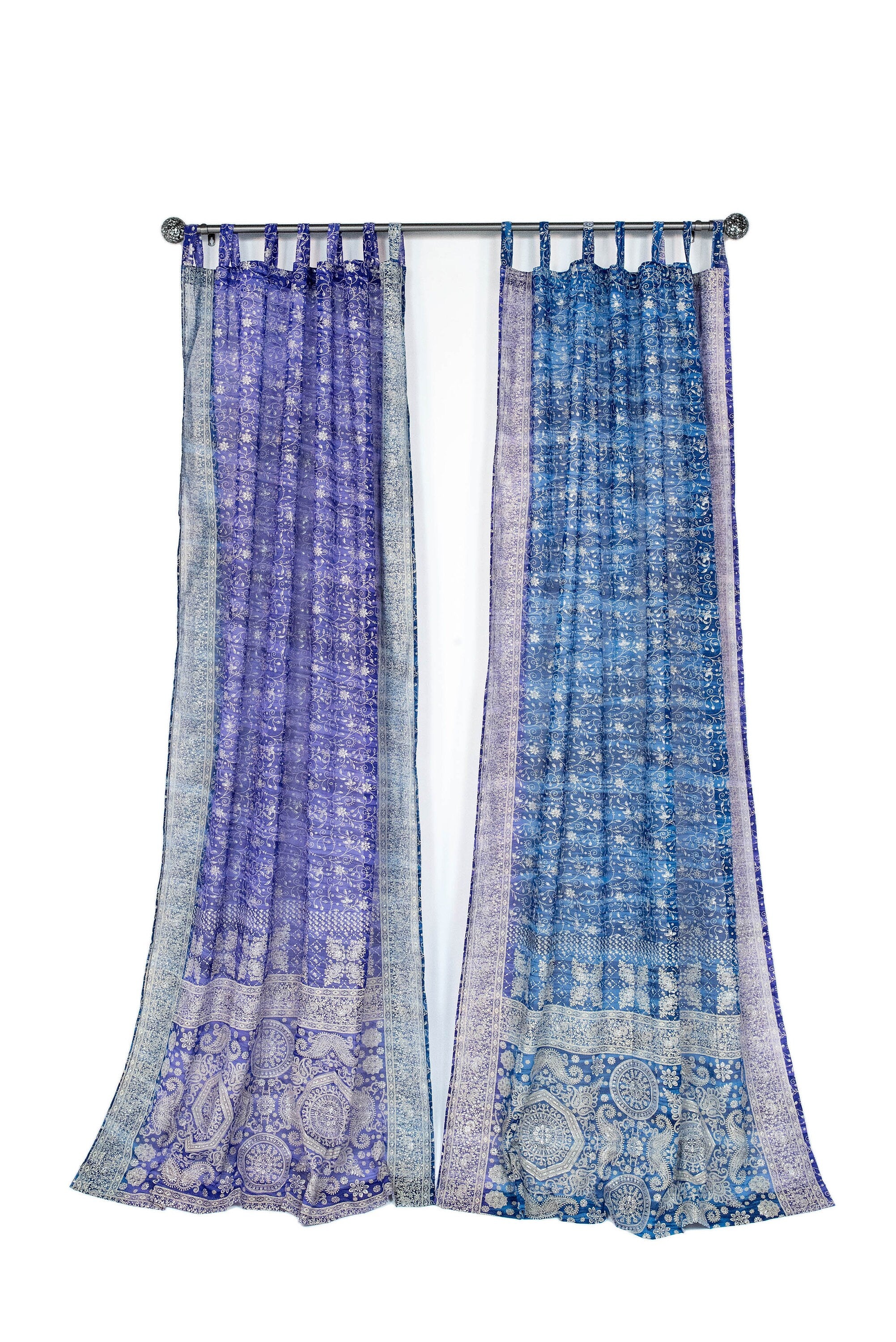 Sari Curtains 84"/96"L Boho Curtains BoHoEARTH Light-Filtering Indigo Purple  for Bed Canopy panels Window Treatment For Living/Bedroom
