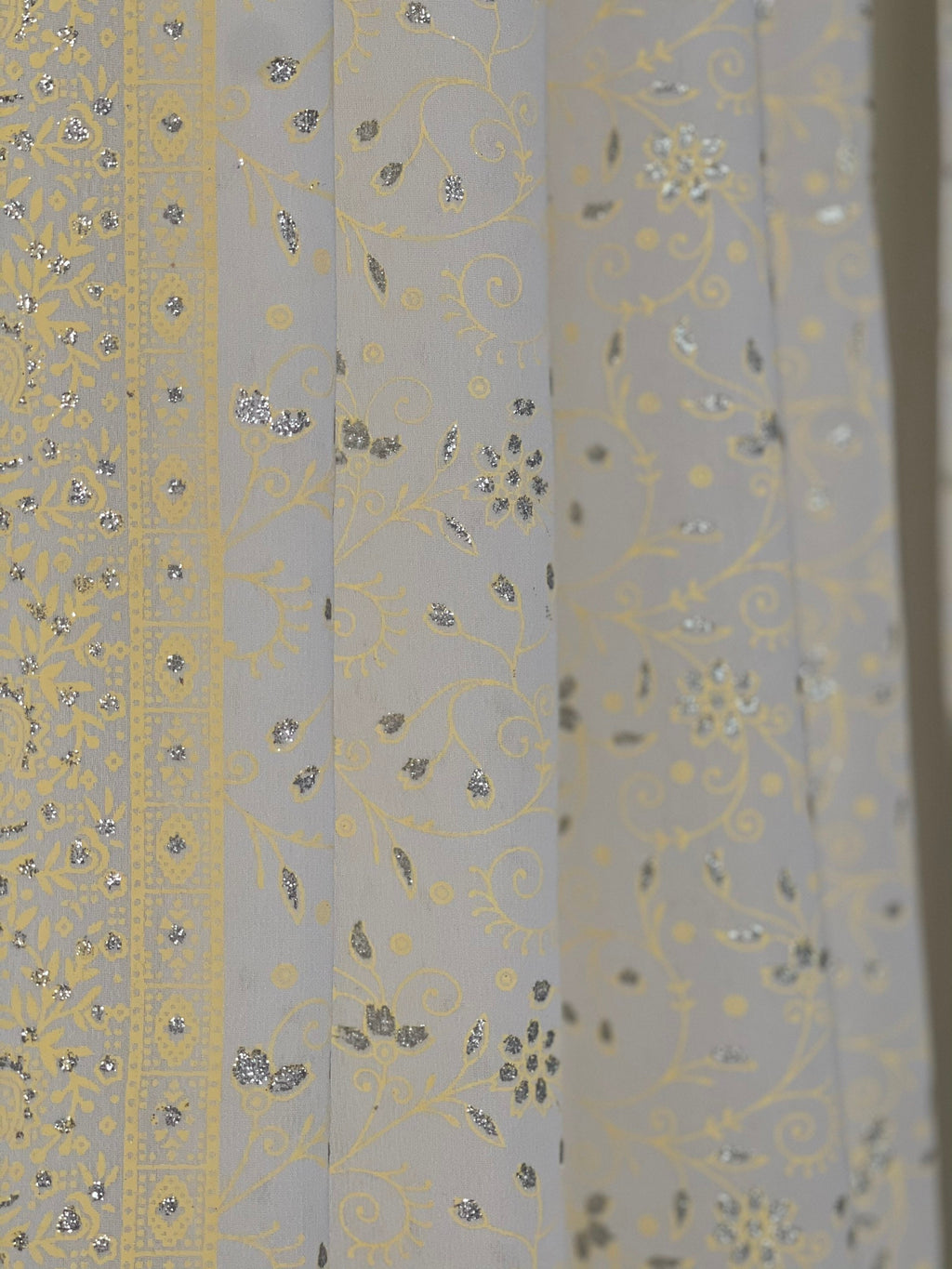 Light-Filtering Sari Curtains 84"L Boho Curtains backdrop Bed Canopy, vanilla Offwhite Window treatment Living/Bedroom Customizable