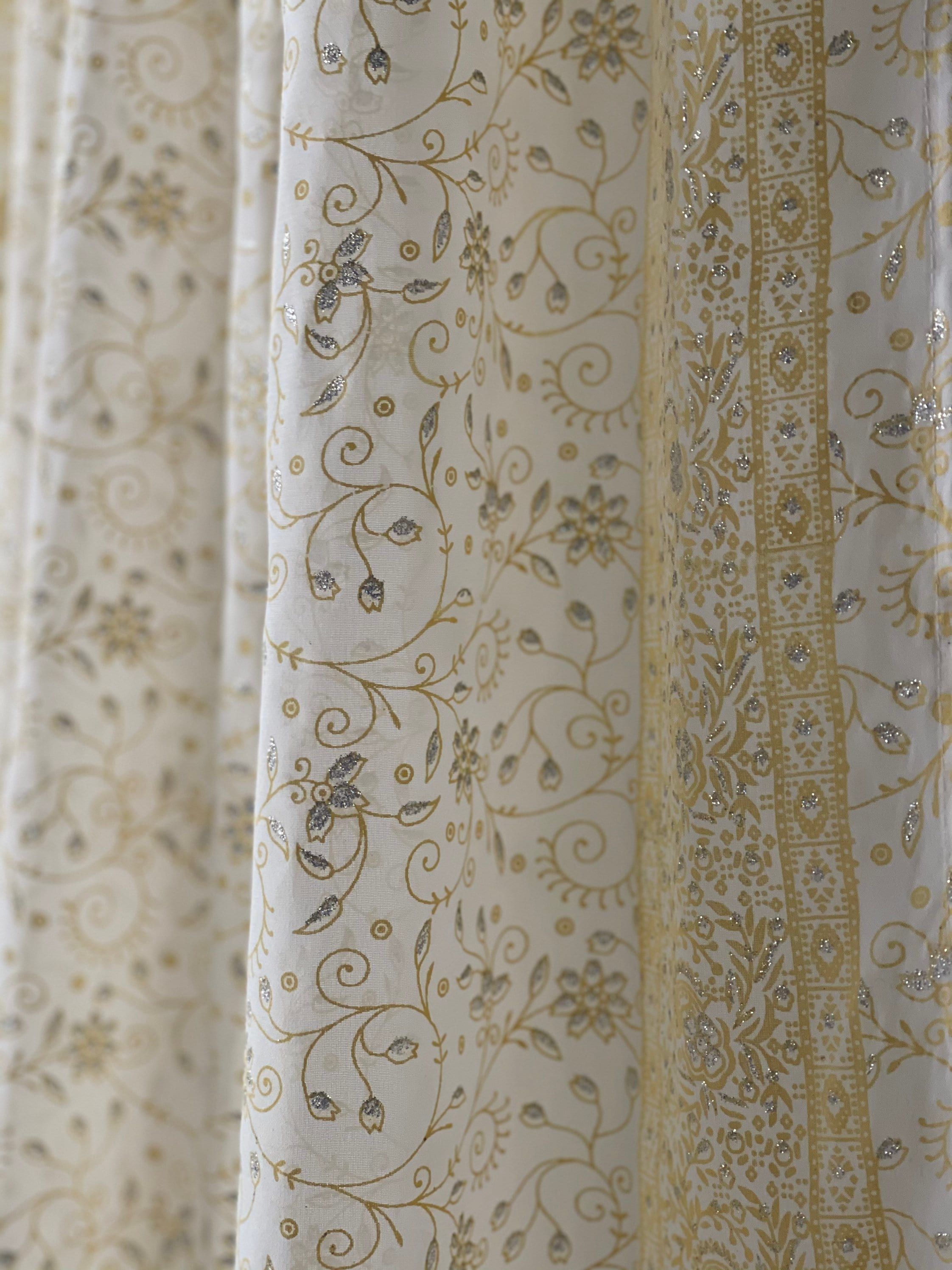 Light-Filtering Sari Curtains 84"L Boho Curtains backdrop Bed Canopy, vanilla Offwhite Window treatment Living/Bedroom Customizable