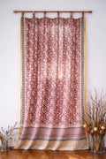 Block Print Cotton Curtains • Boho Border Drapes, Light Filtering Bohemian Style (96" Length)