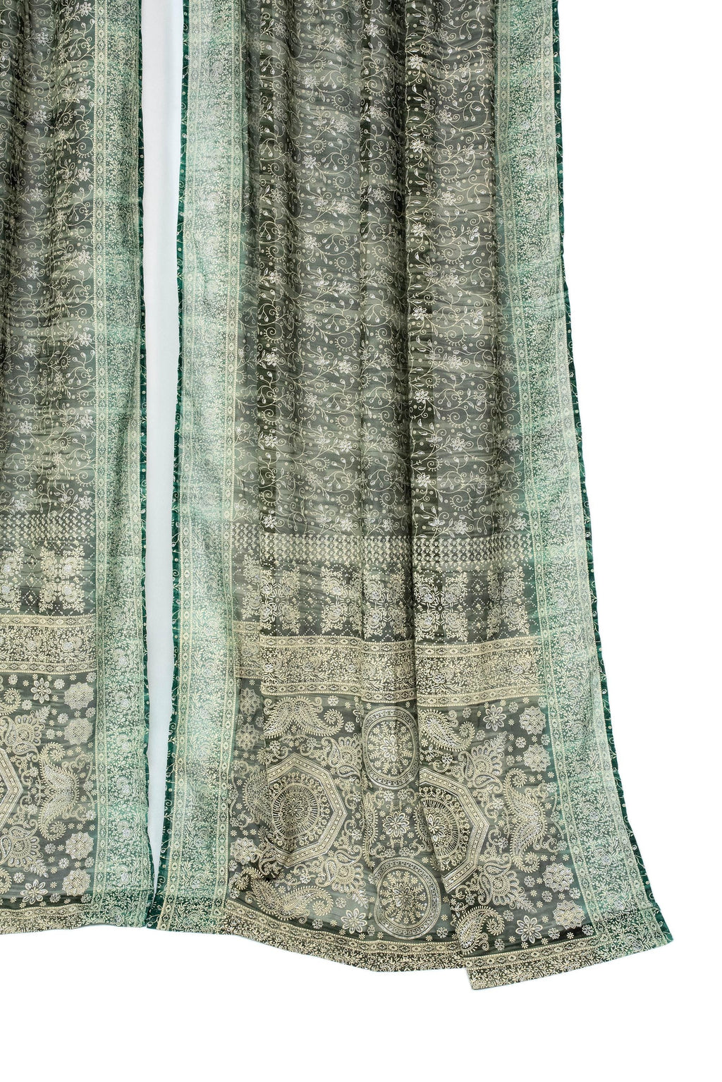 Sheer Canopy Drapes for Four Poster Bed - Luxury Sari Curtain Panels Set - Soft Light Filtering Bed Canopy