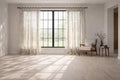 Extra Wide Boho Curtain Panel 52 Wide, Faded Black and Taupe white Rayon Curtain, Soft Light Window Treatment, Neutral Shabby Chic Decor