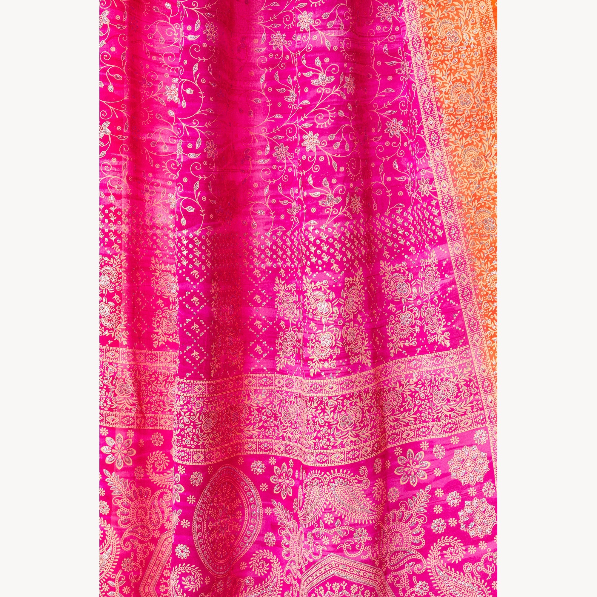 Boho Curtains Light-Filtering Sari Curtains 84"/96"L, Bed Canopy, Backdrop Fuschia Rust Window Treatment For Living/Bedroom Customizable
