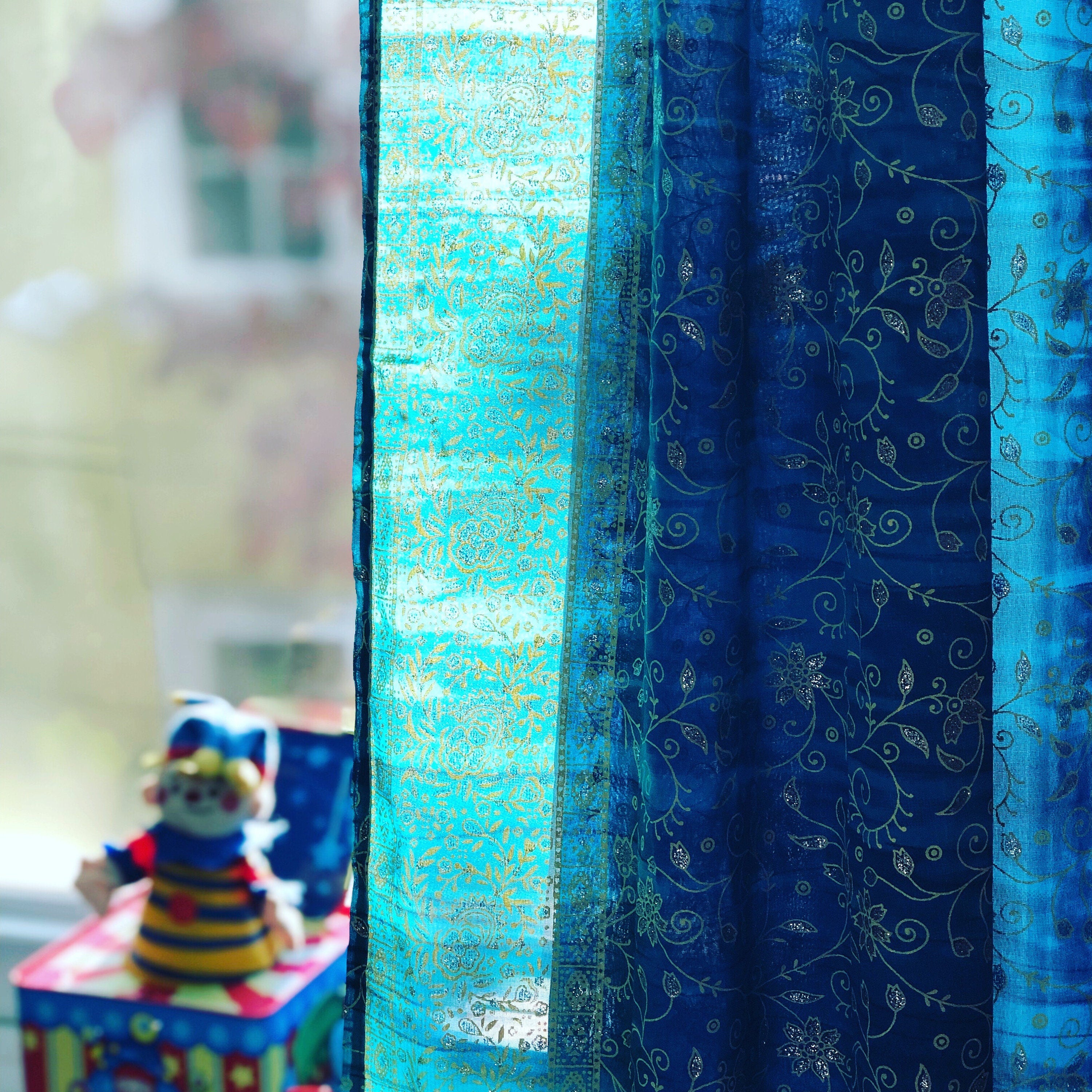 Light-Filtering Sari Curtains 84"/96"L Boho Curtains, Bed Canopy, Tapestry, Window Treatment For Living/Bedroom