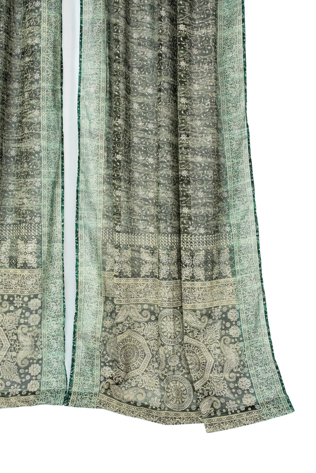Sari Curtains 84"/96"L Boho Curtain BoHoEARTH Light-Filtering drapes-Moss Pine Green-backdrop Bed Canopy Window Treatment For Living/Bedroom
