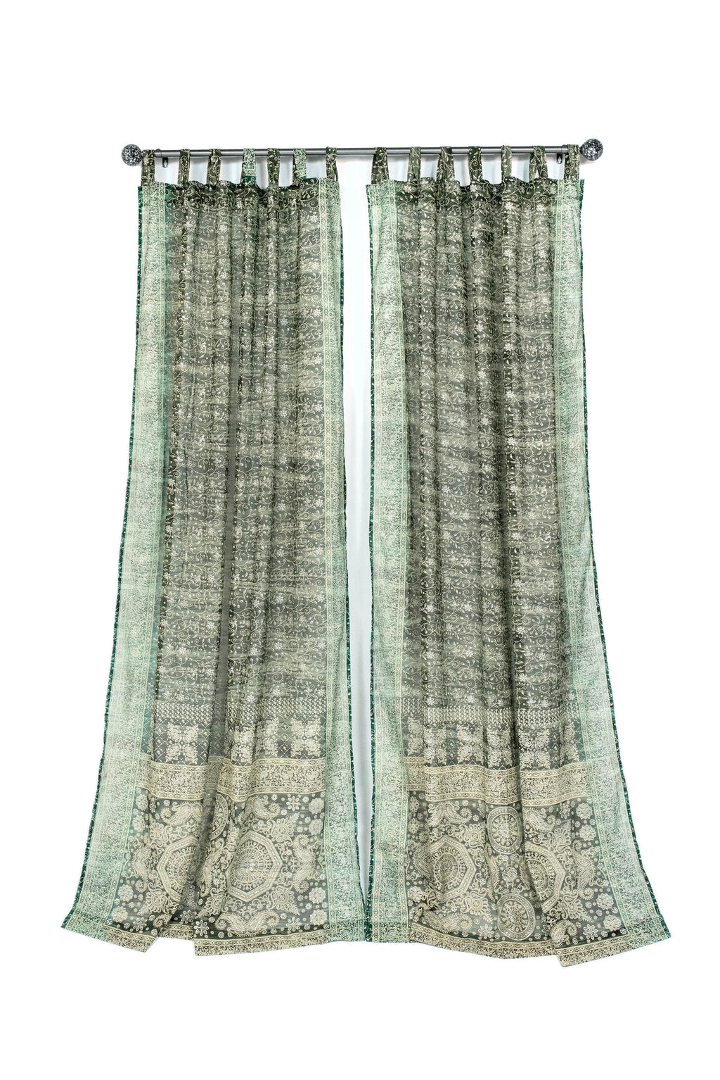 Sheer Canopy Drapes for Four Poster Bed - Luxury Sari Curtain Panels Set - Soft Light Filtering Bed Canopy