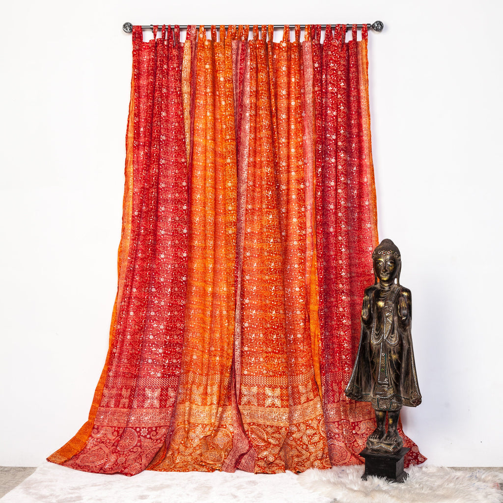 Light-Filtering Sari Curtains 84"L Boho Curtains, Bed Canopy, Tapestry, Window Treatment For Living/Bedroom Customizable