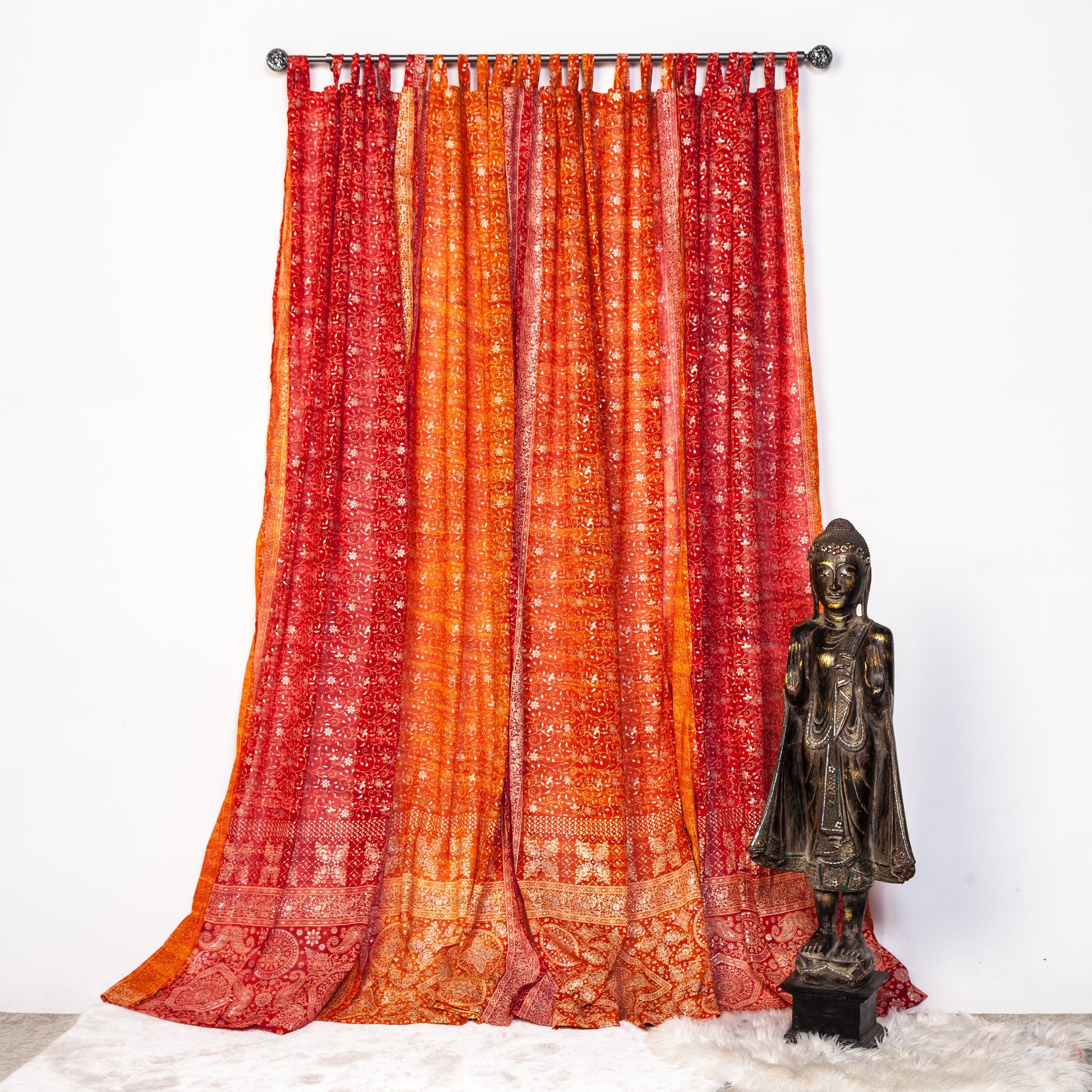 Light-Filtering Sari Curtains 84"L Boho Curtains, Bed Canopy, Tapestry, Window Treatment For Living/Bedroom Customizable