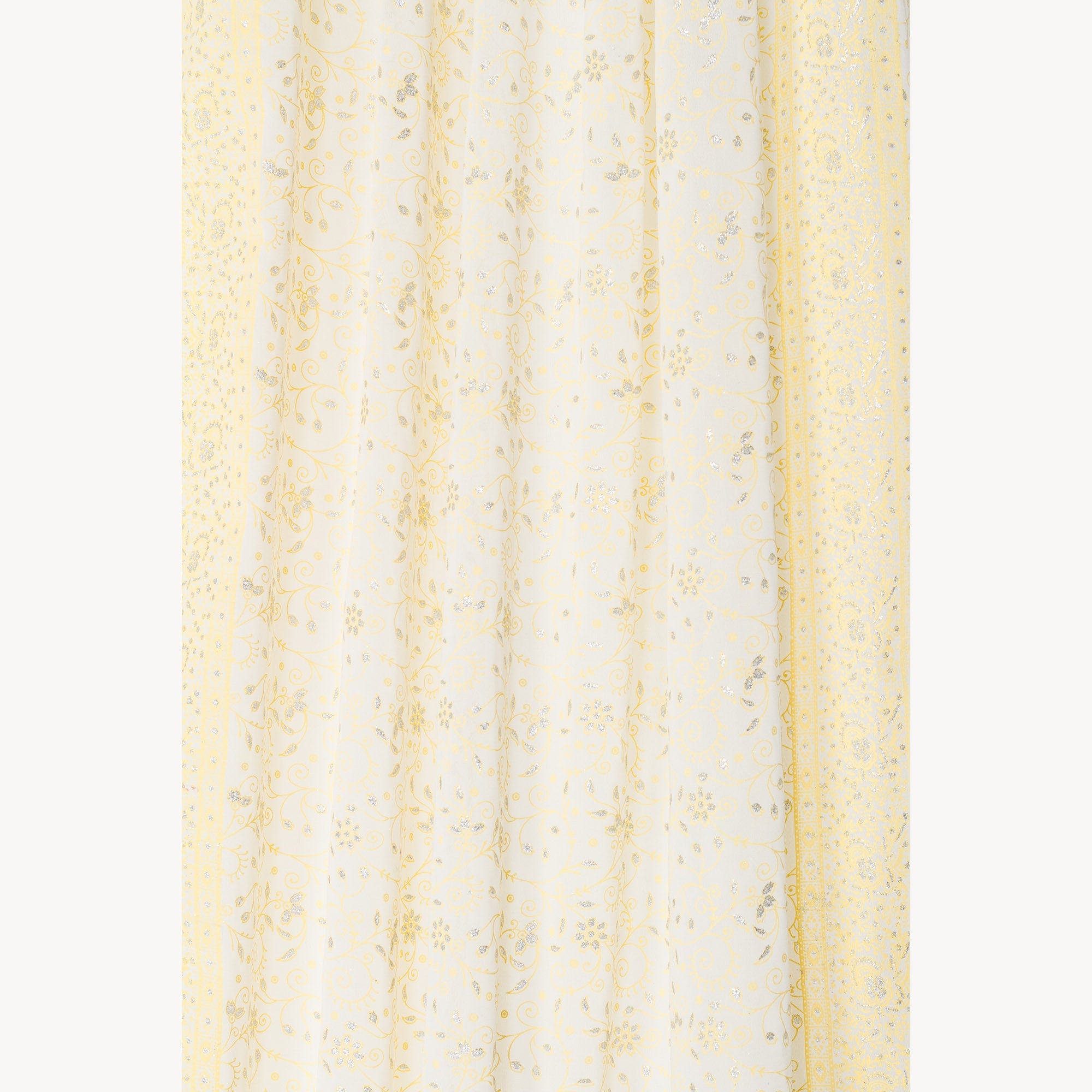 Boho Sari Curtains - Vanilla Off White Sheer Panels - Subtle Luminous Thread - Light Filtering Neutral Window Drapes