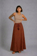 CLRS Woman - Lycra Satin Maxi Skirt - Fluid High Waist Skirt with POCKETS