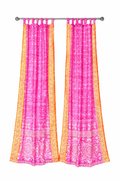 Boho Curtains Light-Filtering Sari Curtains 84"/96"L, Bed Canopy, Backdrop Fuschia Rust Window Treatment For Living/Bedroom Customizable