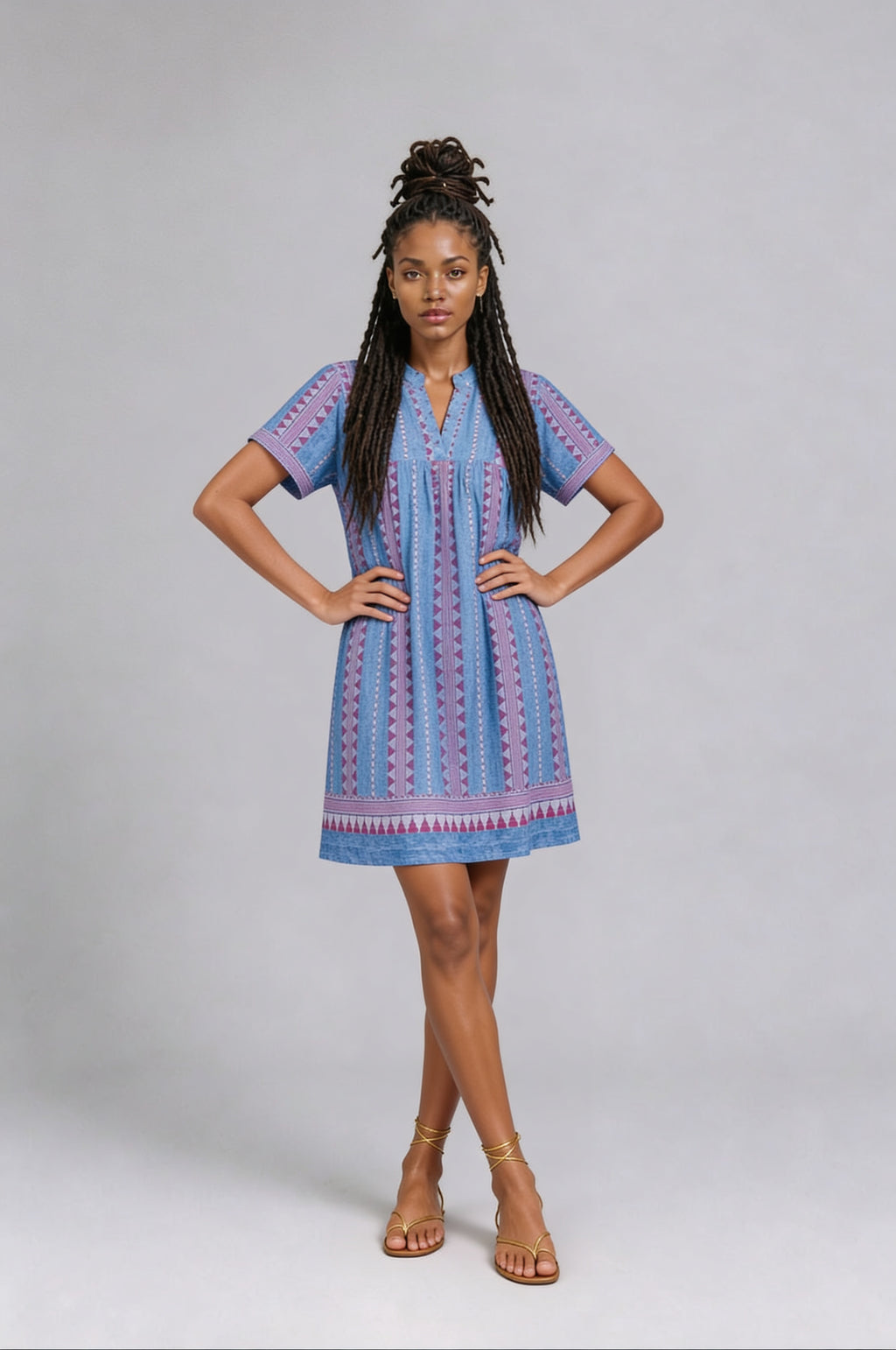 CLRS Woman - Relaxed Boho Tunic Dress with Pockets