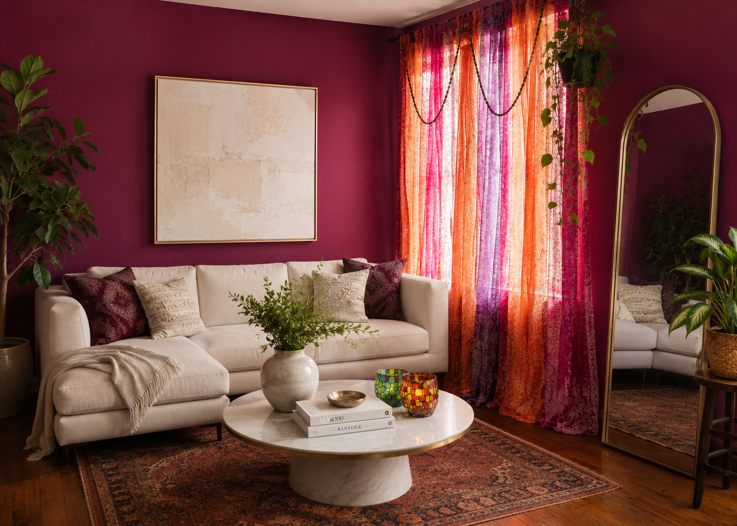 AYA'S ROOM Sari Curtains 84"L Boho Curtains, Bedroom Collection Light-Filtering Sheers, drapes, Bed Canopy, Backdrop, Bright Juicy Window Treatment