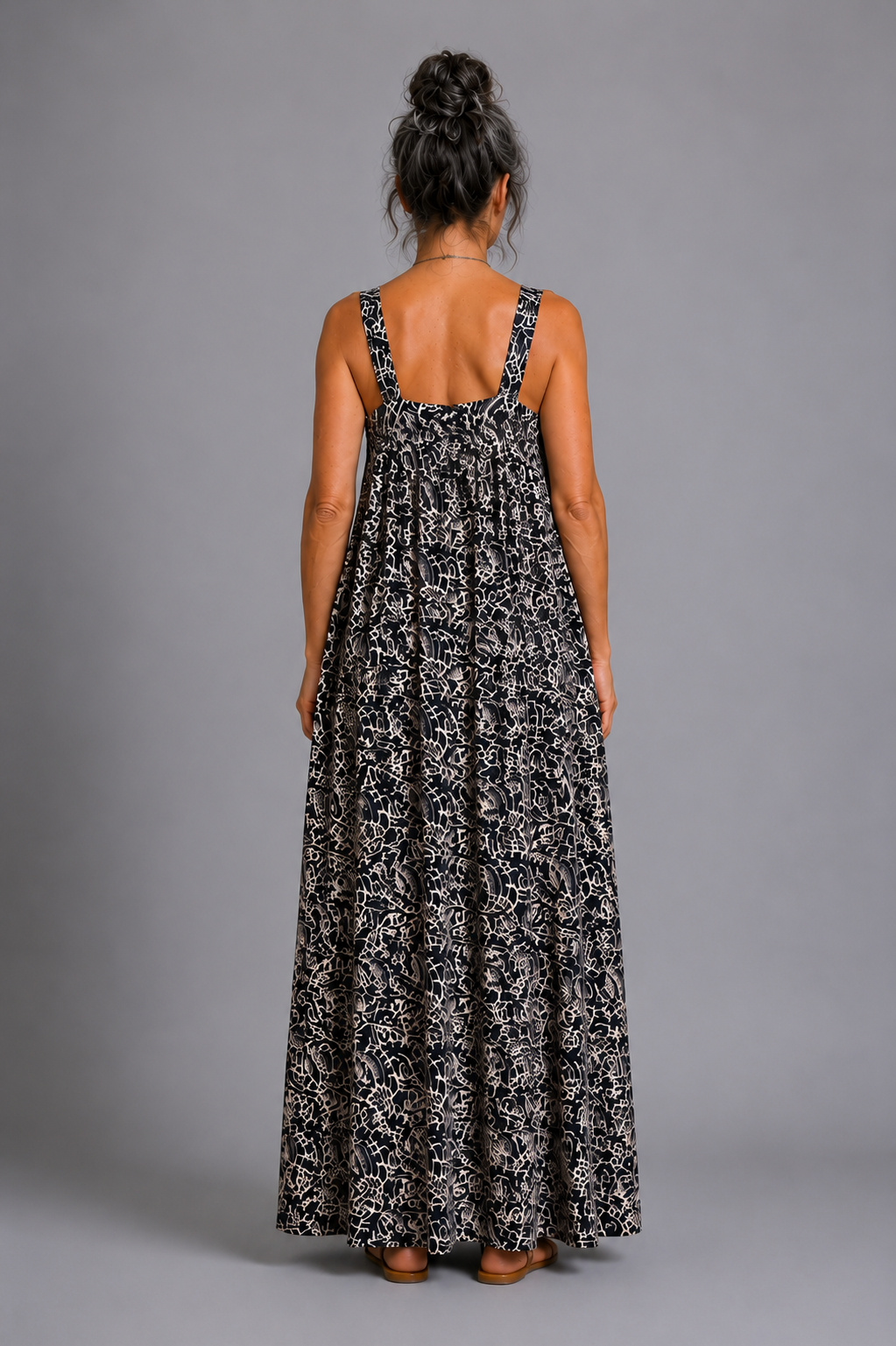CLRS Woman - Tribal Print Maxi Dress - Relaxed Boho Sundress with Pockets