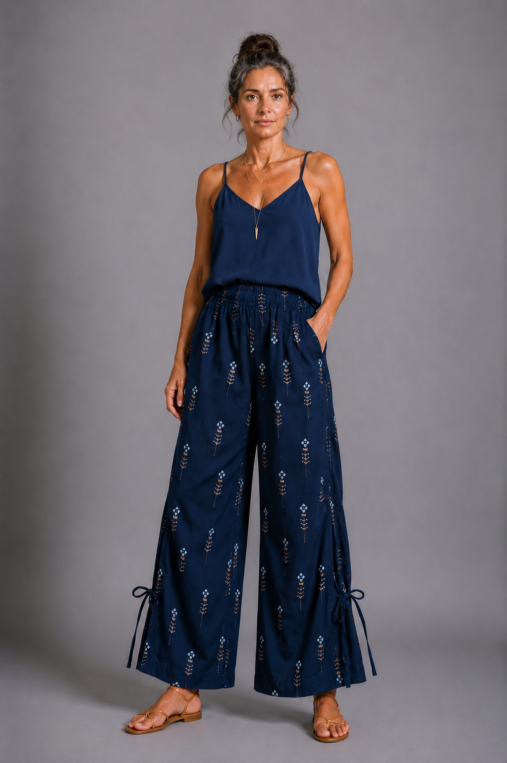CLRS Woman - Satin rayon Wide Leg Pants