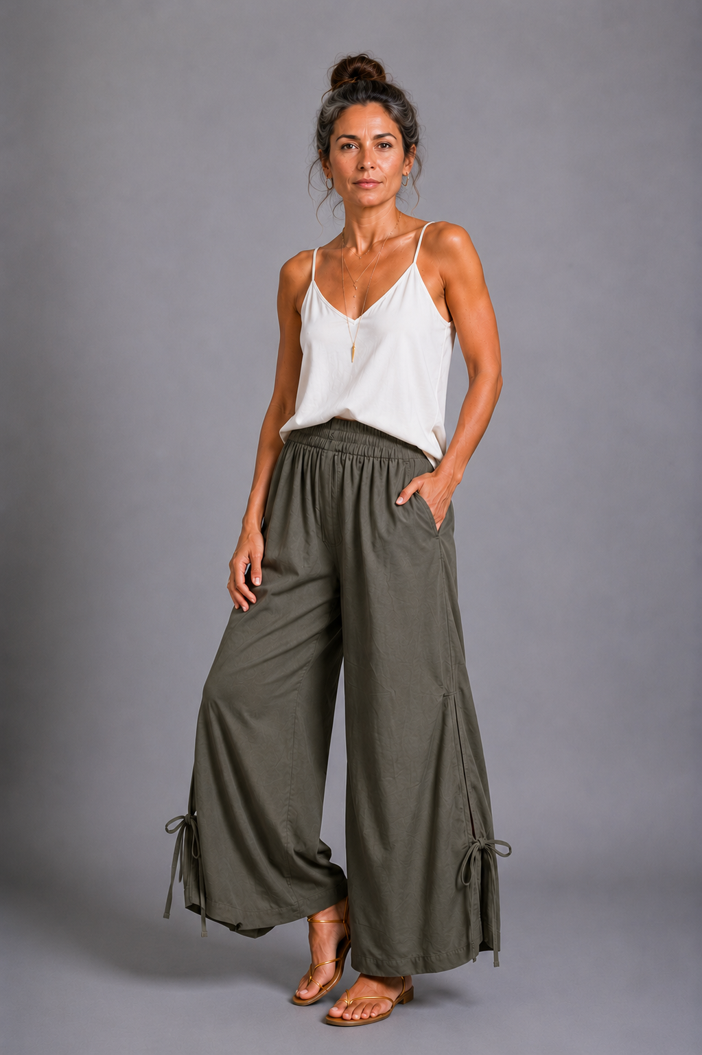 CLRS Woman - Satin rayon Wide Leg Pants