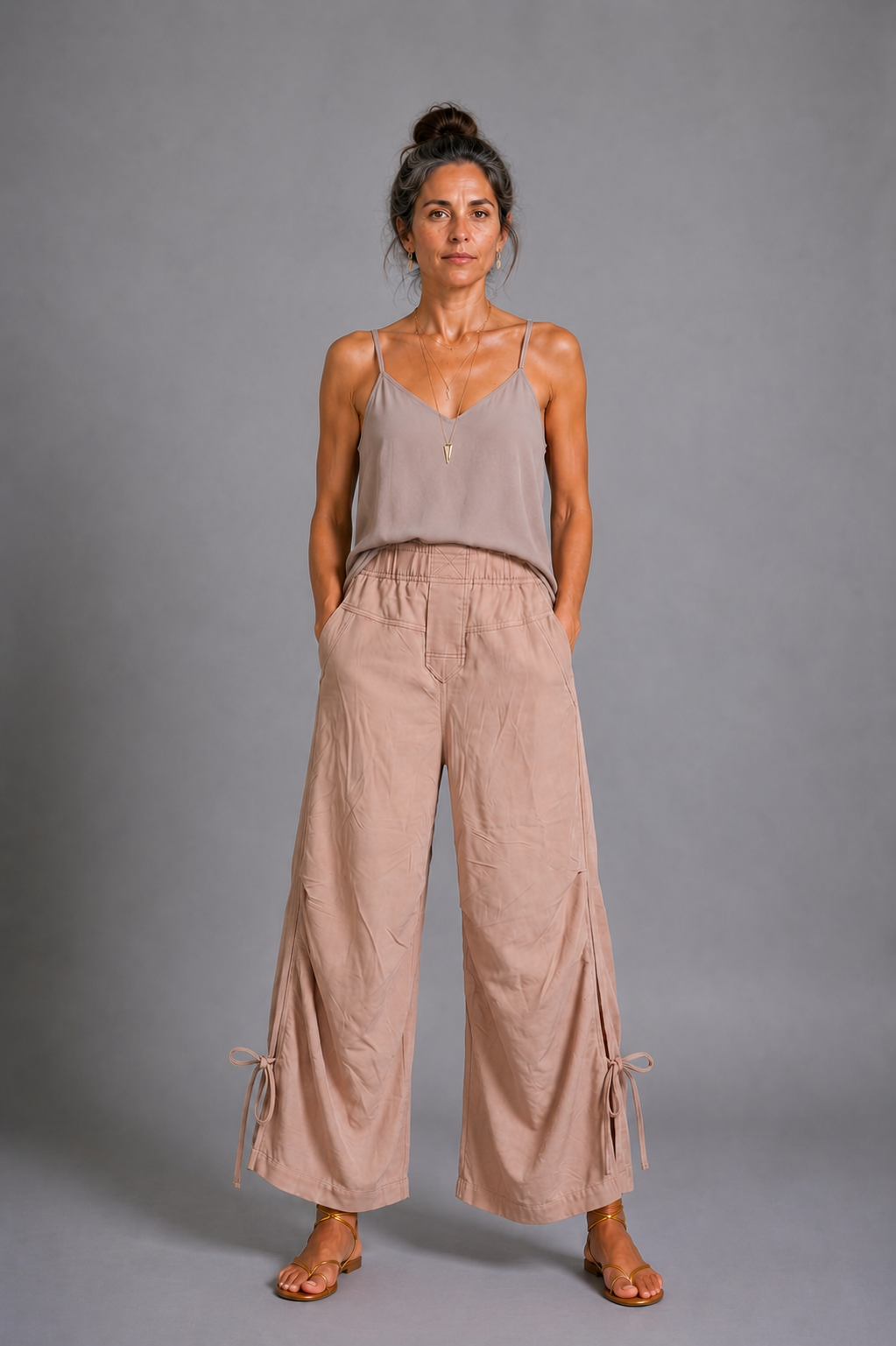 CLRS Woman - Satin rayon Wide Leg Pants
