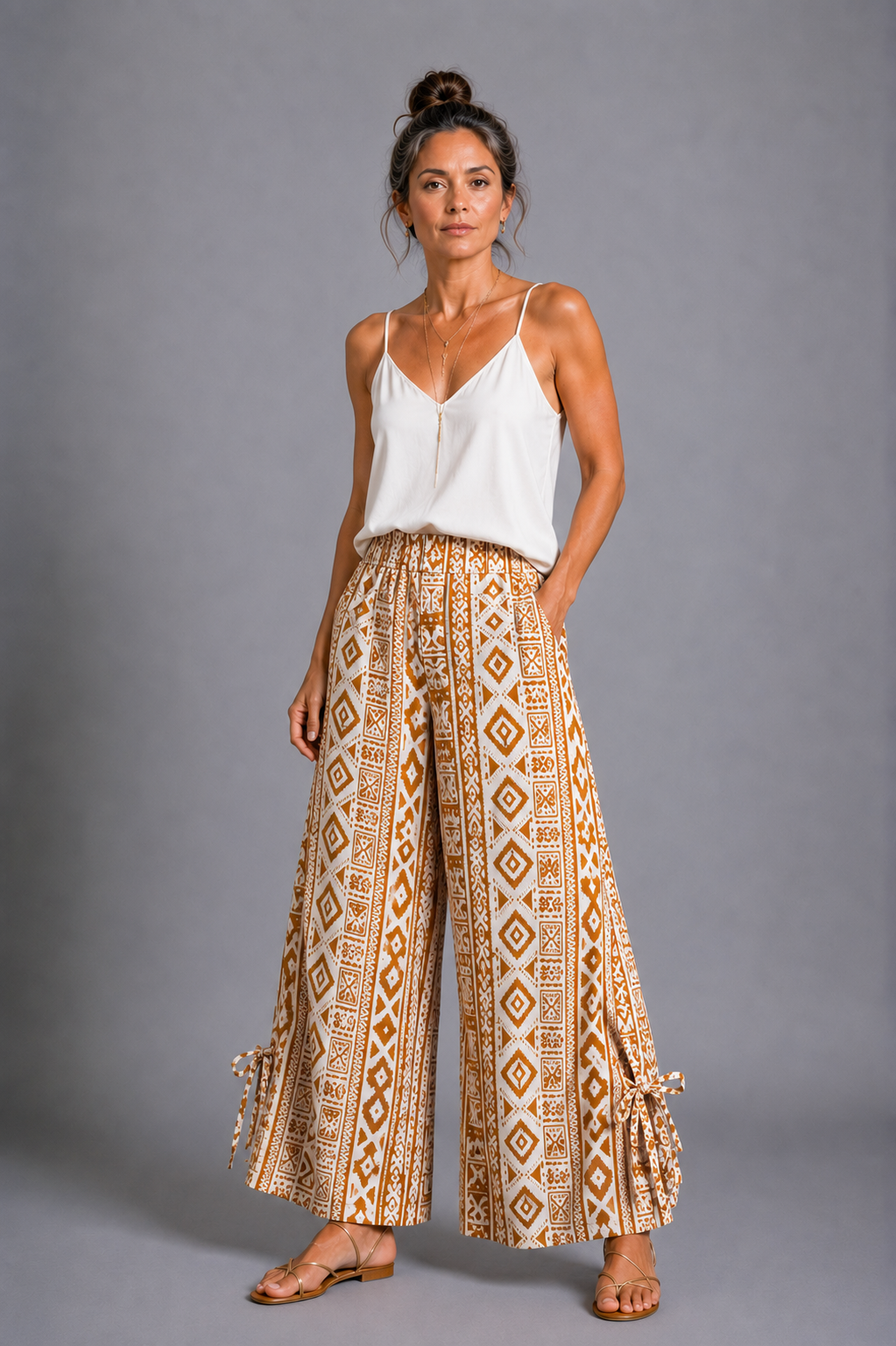 CLRS Woman - Satin rayon Wide Leg Pants