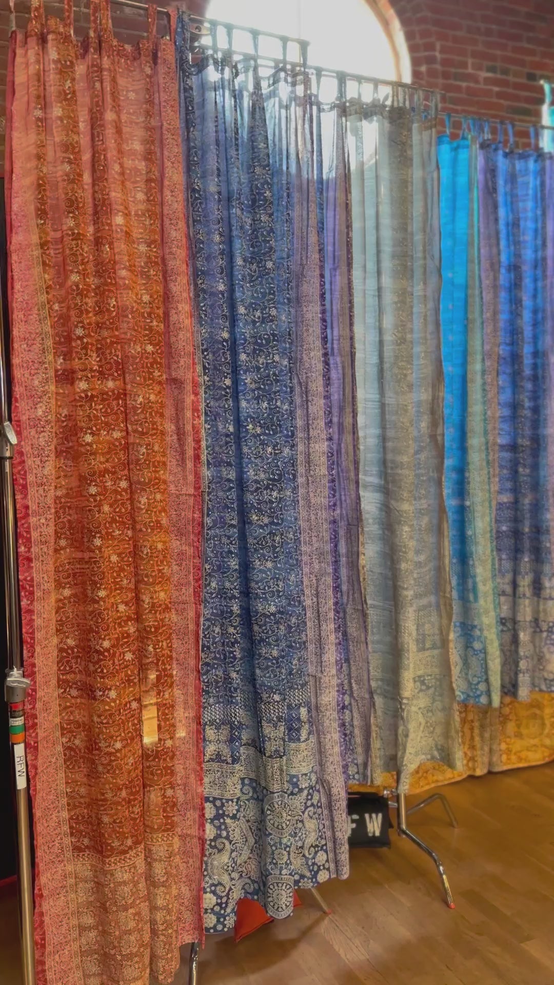 Mixing Colors Copper Indigo Sari Curtains Boho Light filtering Window Treatment 84"L sheer drapes