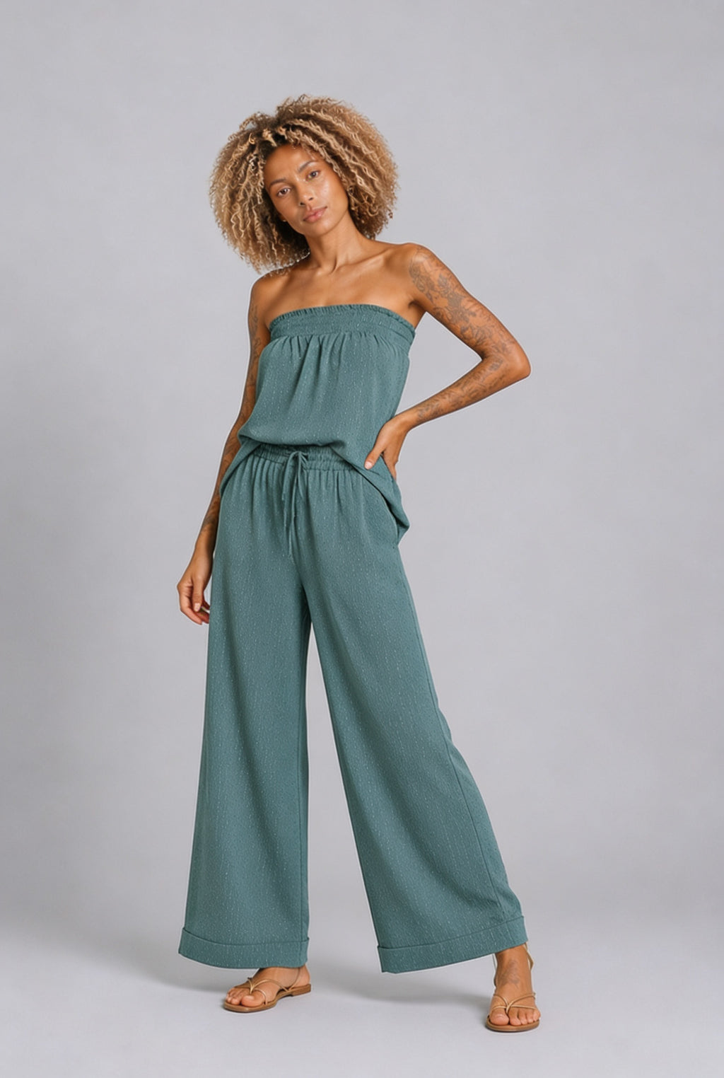 CLRS Woman - Boho Strapless KANTHA Two Piece Set
