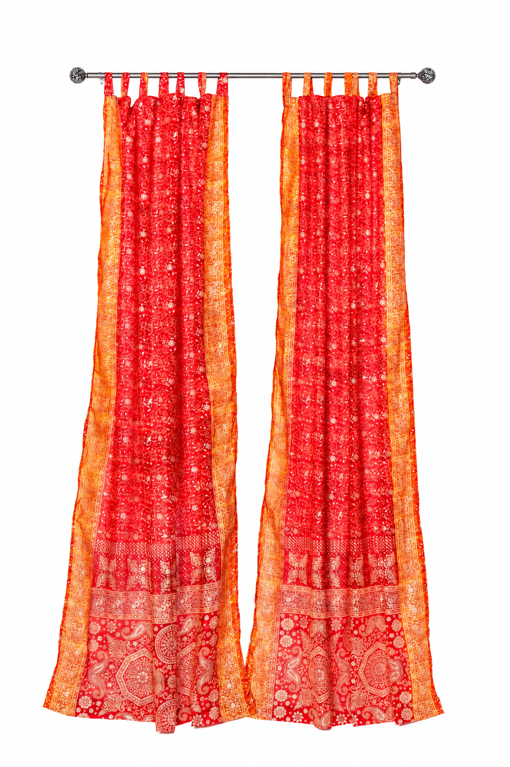 Light-Filtering Sari Curtains 84"L Boho Curtains, Bed Canopy, Tapestry, Window Treatment For Living/Bedroom Customizable