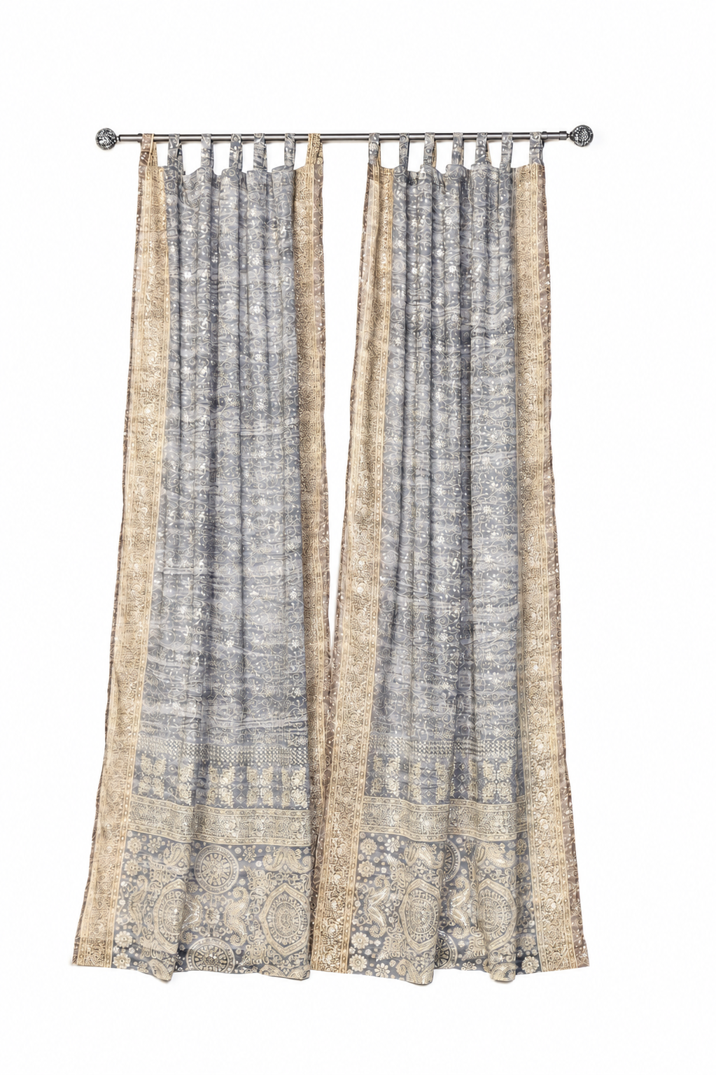 Sari Curtains 84"/96"L Light-Filtering Boho Curtains, Bed Canopy, Tapestry, Sheer drapes Window Treatment For Living/Bedroom Customizable