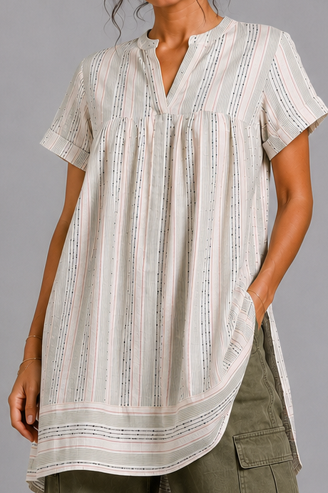 CLRS Woman - Relaxed Boho Tunic Dress with Pockets