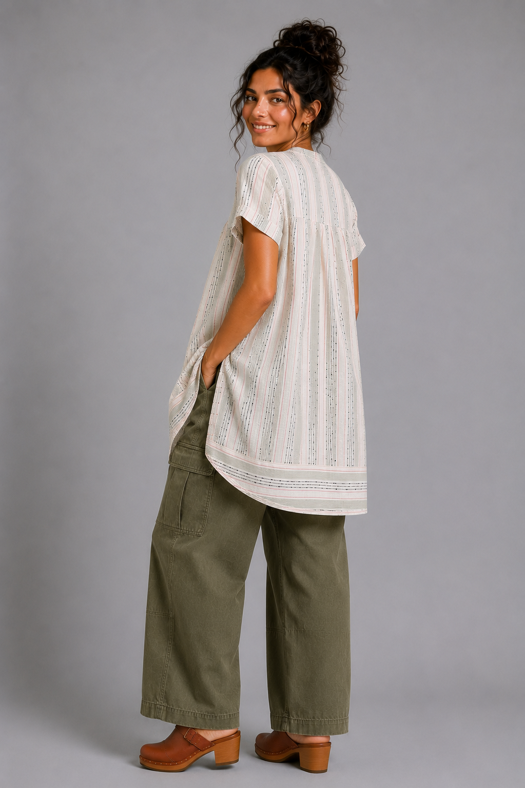 CLRS Woman - Relaxed Boho Tunic Dress with Pockets