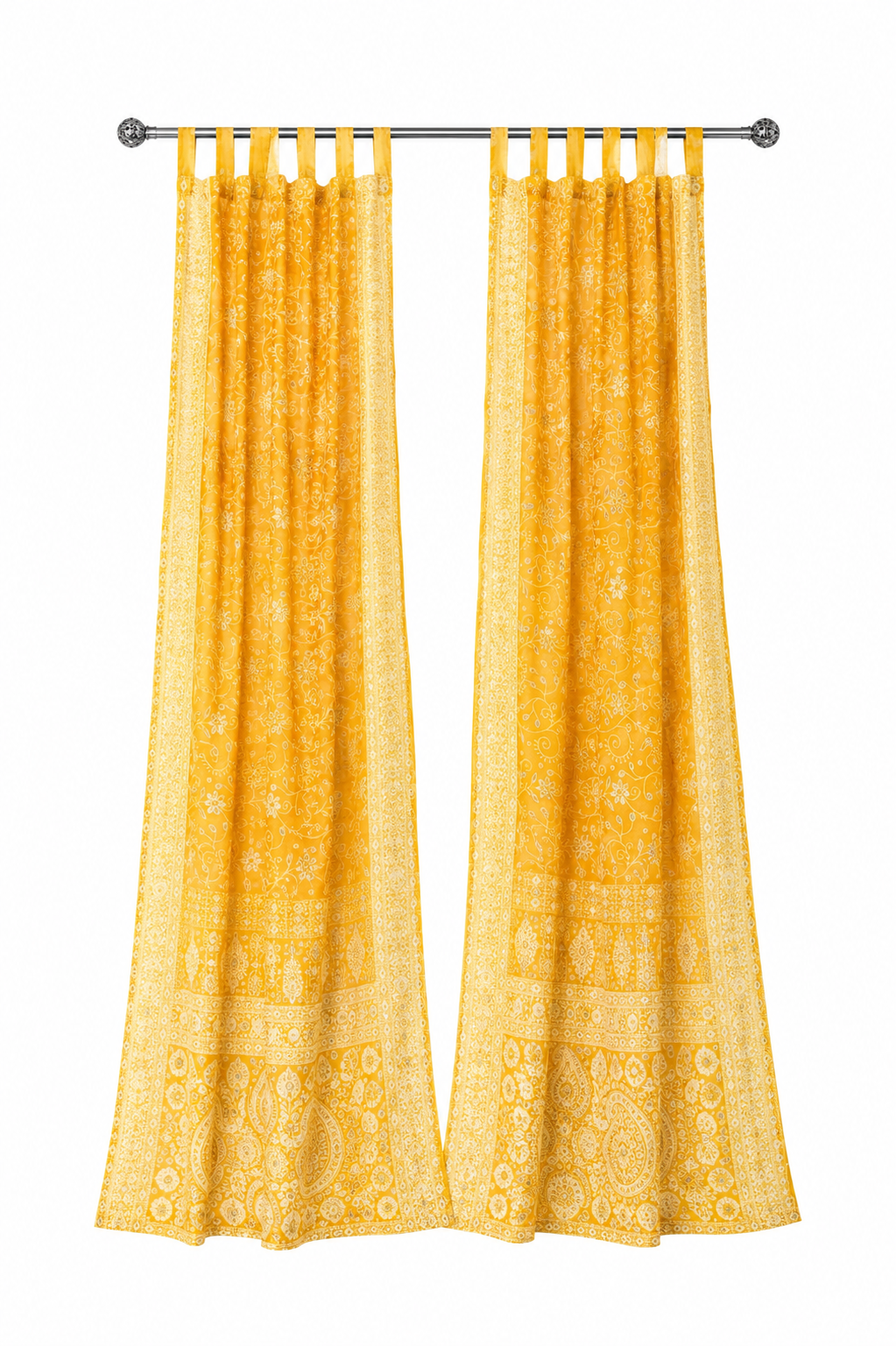 Light-Filtering Sari Curtains 84"/96"L Boho Curtains, Bed Canopy, Tapestry, Window Treatment For Living/Bedroom Customizable